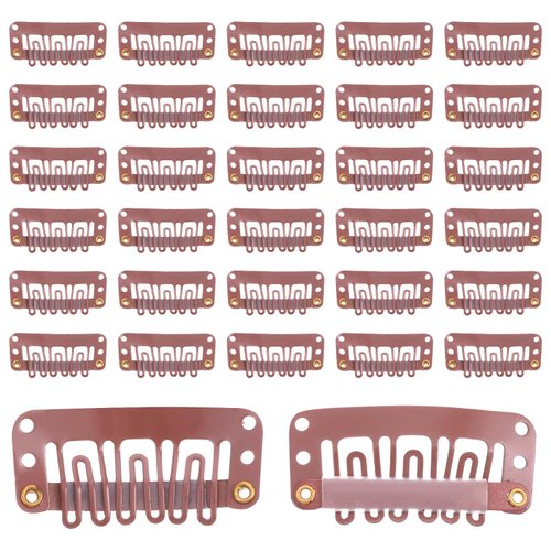 Qianyu 32 Pcs 32 mm Hair Extension Clips 6 Teeth U-shape Metal Hair Extension Hairpiece Accessori...