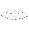MEETINGU Happy Birthday Banner, Silver Happy Birthday Bunting Banner, Theme Party for Adult Kids Baby Shower Birthday Tea Party Changeable Party Decorations Hanging Décor