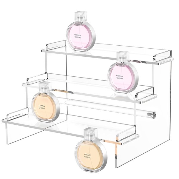 Meteou Acrylic Display Risers, 9.5'' Perfume Organizer Clear Riser Compatible with Funko POPs, Nendoroids, Action Figures, Cupcake Stand Lotion Holder Skincare Organizer Tiered Display Table Stand