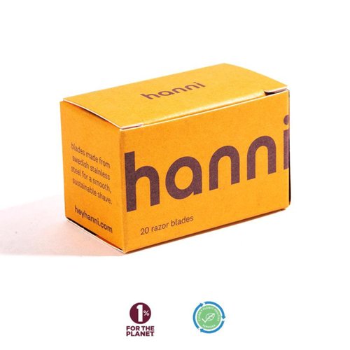 HANNI Safety Razor Blades, Double Edge, Single Blade Refills, Women Shaving for Sensitive or Any Body Area, Stainless Steel Swedish Blade for Smooth Skin Shave (1 Pack, 20, Count)