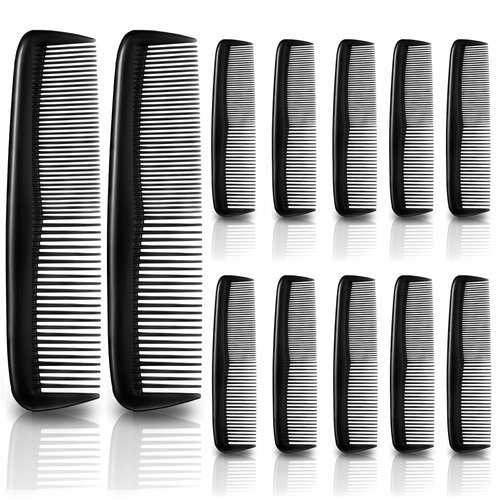 12Pcs Small Combs - Wallet Comb for Men Black Plastic Mens Combs for Hair Disposable Hair Comb Pack Barber Professional Beard Comb for Men