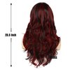 Sallcks Black Red Wig for Women Long Wavy Wig Highlights Layered Silky Middle Part 2 Tone Synthetic Cosplay Costume Wigs