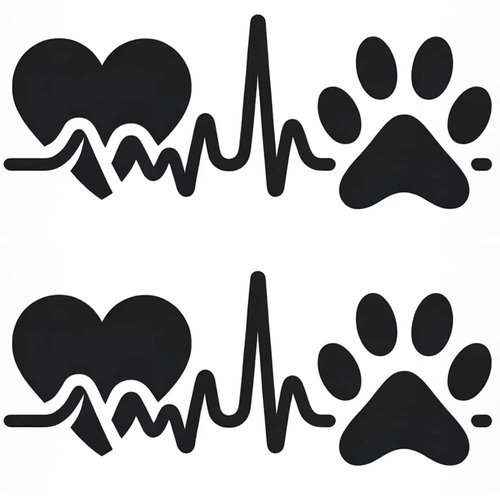 Dopetattoo 6 Sheets Temporary Tattoos Heartbeat Rhythm Paw Temporary tattoo Neck Arm Chest for Women Men Adults 3.7 X 3.7 Inch