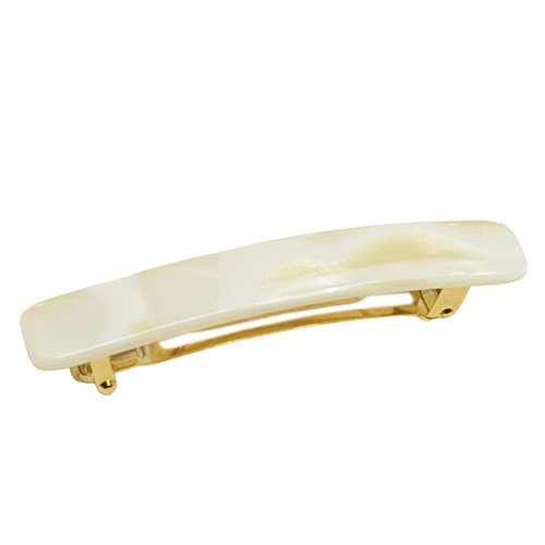 French Amie Small 2 1/4 inch Celluloid Handmade Hair Barrette No Slip Grip Durable Styling Women Hair Accessories Hair Clip for Girls, Made in France(Ivory)