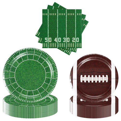 LIANNE Football Party Supplies Kit Football Birthday Plates and Napkins Boy Football Field Tableware Set Game Day Tailgate Kids Party Decorations