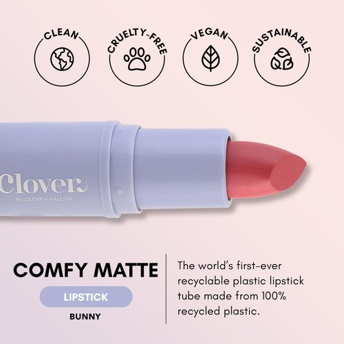 Clover Comfy Matte Lipstick | Non Drying Lipstick, Moisturizing And Lightweight, High Pigmented Lipstick | Cruelty-Free & Vegan Lip Makeup | Shade - Bunny