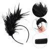 MWOOT Feather Headband 1920s Flapper Headband Vintage Classic Party Theme Wedding Fascinator Feather Headband (Black)