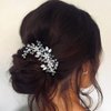Easedaily Pearl Bride Wedding Hair Comb Silver Leaf Bridal Hair Piece Rhinestone Hair Accessories for Women and Girls