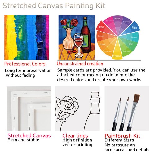 VALLSIP 2 Pack Paint and Sip Canvas Painting Kit Pre Drawn Canvas for Painting for adults Stretched Canvas Couples Games Date Night Afro Anniversary Gifts Couple Paint Party Favor(8x10)