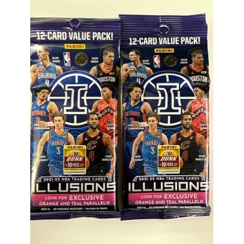 2021/22 Panini Illusions NBA Cello Value Fat Pack Lot of 2 Packs - 24 Trading Cards Total - 12 Cards Per Pack