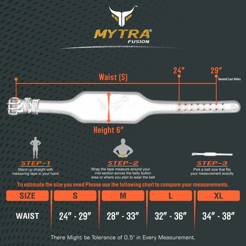 Mytra Fusion 6 inch Leather Weight Lifting Belt courted power lifting back support belt weight lifting belt men women weight lifting belt lever weight lifting powerlifting belt
