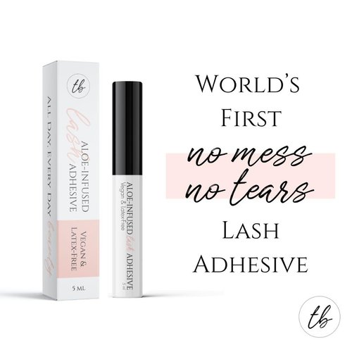 Lash Glue for Sensitive Eyes - Non-Irritating Gentle Formula - Fast Drying 24 Hour Hold - Water Resistant Dries Clear - Cluster Strip Adhesive False Eyelash Extensions - No Mess No Tears