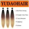 Pre Stretched Braiding Hair 26 Inch Ombre Brown Braiding Hair Extensions Hot Water Setting Crochet Box Braids Hair (26 Inch (Pack of 3), Black-Dark Brown-Brown)