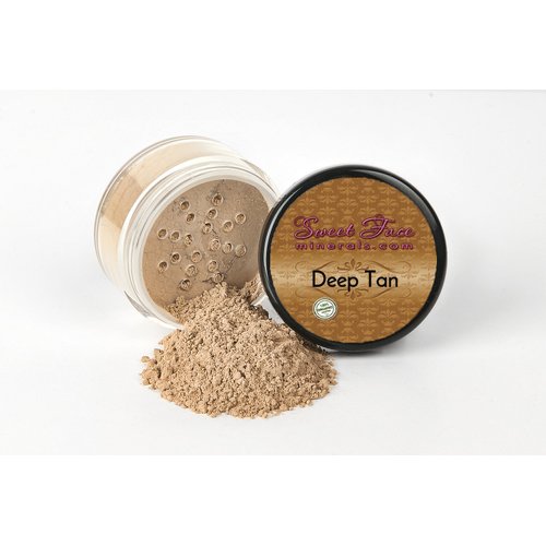 5 pc SET (DEEP TAN) WITH BRUSH Mineral Makeup Matte Foundation Kit Full Size Sheer Powder Bare Face Cover