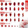qiipii 24 Styles Red Nail Rhinestones Multi-Shapes Ruby Red Rhinestones Big Gems Nail Charms Siam Red Round Beads K9 Glass Stones Diamonds Jewels Nail Art Flatback for Nails Face Eyes Makeup Crafts