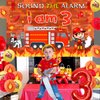 Fire Truck 3rd Birthday Decoration Sound the Alarm I Am 3 Birthday Decorations Sound the Alarm I Am Happy Birthday Banner, Backdrop, Cake Topper Firemen Birthday Decorations for 3rd Birthday Supplies