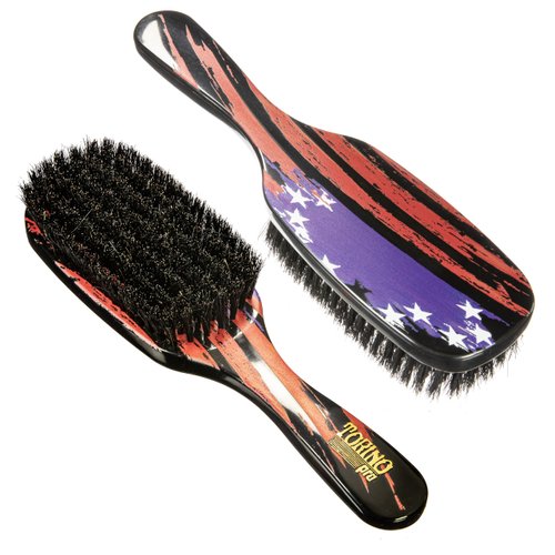 Torino Pro Wave Brush #255-7 Row Extra Soft bristles Shower brush -100% Pure Boar Bristles - Great for laying down your 360 Waves