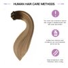 Sindra Hair Extensions Real Human Hair Clip ins 14Inch Balayage Dark Brown Ombre Light Brown Blonde Clip in Hair Extensions Real Human Hair Remy Straight For Woman 100G 6Pcs(clip#3/8/22-14inch)