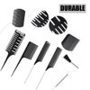 Fox Baby Hair Styling Comb,Highlighting Professional Styling Comb Metal Rat Tail Teasing Comb Dyeing Comb Foiling Comb for Home Hairstylist Barber Styling Weaving (4 Pcs Black)