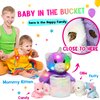 Hopearl LED Plush Cat with Removable Bucket Lighting Up Stuffed Mommy Cat with 3 Baby Kittens in The Basket Floppy Stuffed Animal Playset Night Lights Glow in The Dark Birthday Gifts for Kids, 12''