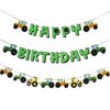 SUNBEAUTY Green Tractor Happy Birthday Banner Set with Tractor Garland Banner for Tractor Farm Themed Birthday Party Supplies Decorations | Pre-Strung