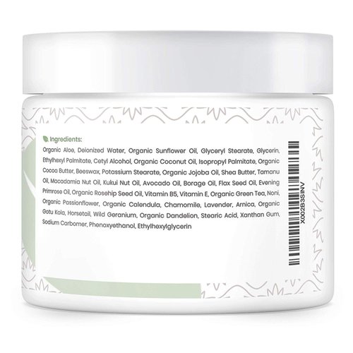 Natural Face and Body Cream Moisturizer – Organic Aloe Vera – Lotion for Dry Skin Eczema Psoriasis (4 ounces)