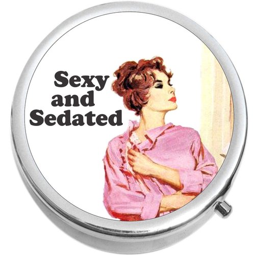Sexy and Sedated Medicine Vitamin Pill Box - Portable Pillbox case fits in Purse or Pocket