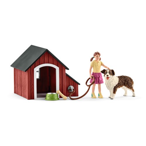 Schleich Farm World, Animal Toys for Kids, Dog Kennel with Dog Toy and Dog House 5-Piece Set, Ages 3+