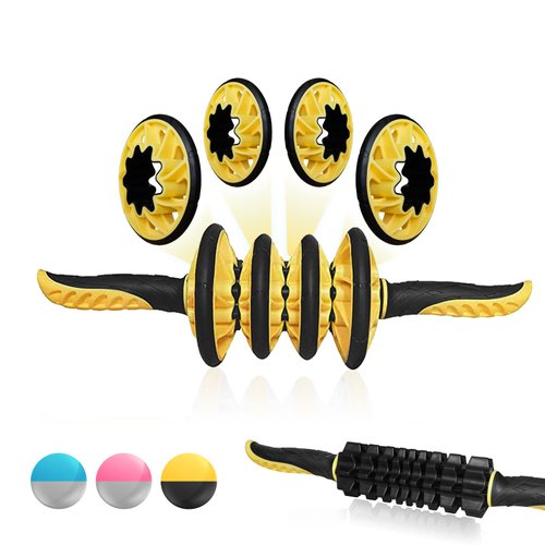 Yes4All, Premium Muscle Roller Stick for Everyone - Advanced Massage Roller for Relief Muscle Soreness with Trigger Points, Travel Size, 4 Wheels