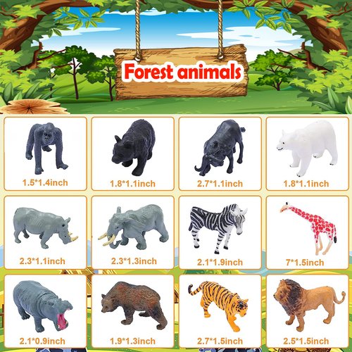 smilixin 24PCS Animals Figures,Realistic Jungle Animal Figurines,Mini Farm Animal Figurines,Plastic Safari Animal Figures Set,Wild Zoo Animals Learning Educational Toys Cake Toppers Birthday Gift