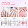Saviland Acrylic Nail Kit - Big Capacity 30g Clear Pink White Acrylic Powder and Liquid Set 120ml for Acrylic Nails Extension, Beginner Nail Kit for Nail Art Designs Home DIY
