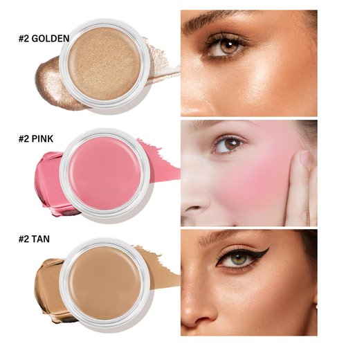 AFGHOUZ Cream Blush Contour Highlighter Palette, Bronzer Face Illuminator Kit With Brush, Contour Kit For Eyes, Cheeks And Lips