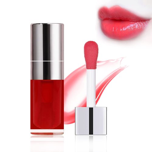 ZHISHUDL Plumping Lip Gloss Lip Tint Lip Stain Lip Tint Stain Hydrating Moisturizing Liquid Lipstick Lip Balm Clear Lip Oil Makeup Gift - 03 Cherry Red