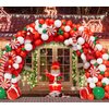 BONROPIN Christmas Balloon Garland Arch kit with Christmas Red White Candy Balloons Gift Box Balloons Red Star Balloons for Xmas Party Decorations