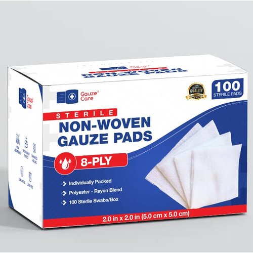 Non-Woven Sterile Gauze Pads 2x2 Pack of 100| 8 ply Gauze Sponges| Individually Packed 2x2 Gauze Pads sterile| Soft and lint-Free Medical Gauze Pads for Enhanced Absorption and First-Aid Wound Care