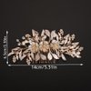 Teyglen Silver Leaf Headpiece Flower Wedding Hair Comb Bridal Rhinestone Pearl Side Comb Handmade Hair Piece Flower Hair Accessories for Women Girls (Silver)