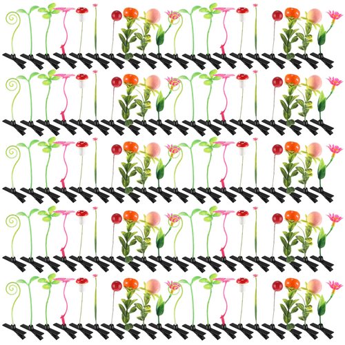 Tigeen 100 Pieces Assorted Hair Clip Funny Plant Hairpins Little Grass Sprout Clips Flower Mushroom Hair Accessories Barrettes Headwear for Women Girls Party