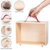 Useekoo Wooden Display Case for Collectibles, Wood Gift Box Storage Container with Handle and Slide Acrylic Lid, Shadow Box Unfinished Rustic Desktop Box for Dolls, Collections 10.4'' x 3.6'' x 8''