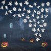 3D Halloween Cute Ghost Stickers Decor 42 Pcs Ghost Wall Stickers Decorations Reusable Self-Adhesive White Ghost Wall Decals Halloween Party Supplies for Gothic Home Window Door Room Wall Decor