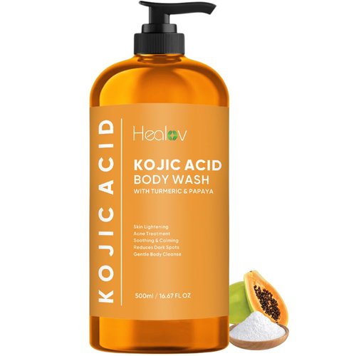 Healov Kojic Acid Soap for Hyperpigmentation – Skin Brightening Kojic Papaya Body Wash – Dark Spot Soap Reduces Acne, Scars, and Evens Skin Tone – Turmeric Body Wash for Brighter Glowing Skin