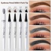 2024 New Magic Eyebrow Pencil,3D Waterproof Microblading Eyebrow Pen with 4 Fork Tip,Natural Makeup Long-Lasting Eyebrow Pencil,Makeup Fine Stroke Eyebrow Tattoo Pencil (Gray-B)