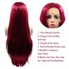 Red Wig for Women Long Burgundy Silky Straight Soft Heat Resistant Lace Front Wigs with Baby Hair Fashion Glueless Natural Hairline Synthetic Hair Wig Halloween Cosplay Costume Wig 24 Inches