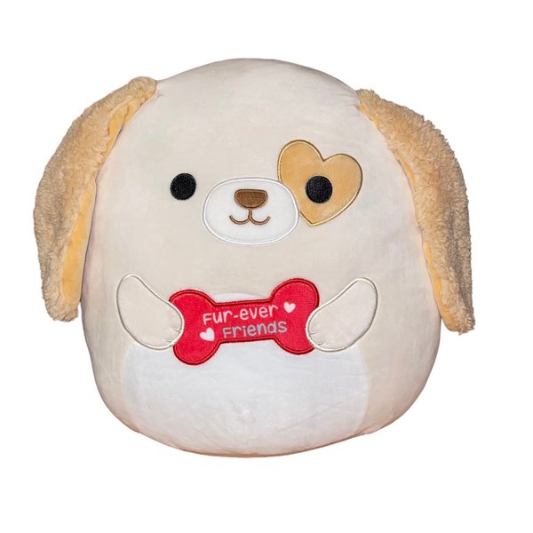 Squishmallow Official Kellytoy Plush Pets Squad Dogs Cats Bunnies Frogs Squishy Soft Plush Toy Animals (Tan/White/Red, Harrison Dog with Fur-ever Friends Bone, 12 Inch)