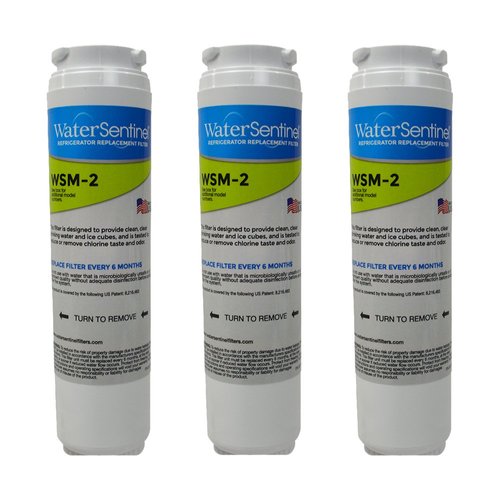 WaterSentinel WSM-2 Refrigerator Water Filter Replacement for Drinking Water Filtration, Fits Maytag, Whirlpool Refrigerator Water Filter 4 (3-Pack), Carbon Block