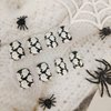 24 Pcs Halloween Press on Nails Short Square Fake Nails Glow in the Dark False Nails with Cute Ghost Design Acrylic Nails Luminous Glue on Nails Press ons Full Cover Reusable Stick on Nails for Women