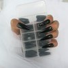 Lifextol Glossy Fake Nail 100pc Full Cover Acrylic Black Long Stiletto Press on Nails art Tips False Nail for Beginner Women and Girls Manicure(Black)