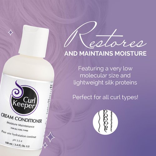 Curl Keeper Cream Conditioner for Curly Hair, 3.4 Fl Oz - Lightweight Daily Hair Conditioner for All Curl Types - Moisturizing & Deep Conditioning Helps Detangle, Maintain Shine & Locks-In Color