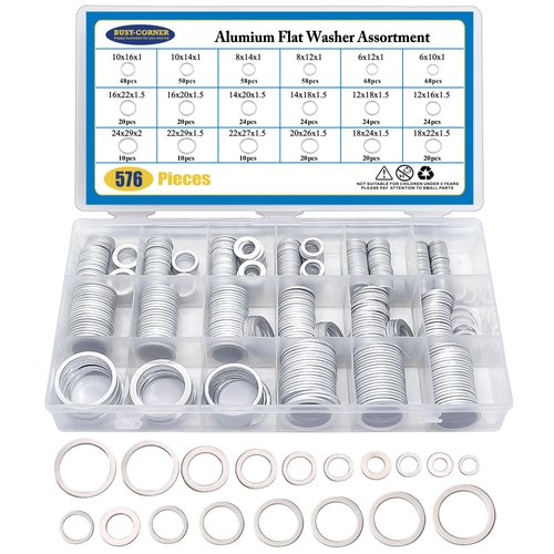 576 pcs Oil Drain Plug Gasket Aluminum Washer Crush Seal Assortment Kit, Including 18 Sizes-M6 M8 M10 M12 M14 M16 M18 M22 M24