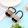 2PCS Rhinestone Glitter Hair Ponytail Holder Cuff Gothic Punk Elastic Band Rope Sparkly Crystal Hair Ties Styling Wrap Set for Women Girls Gold & Silver