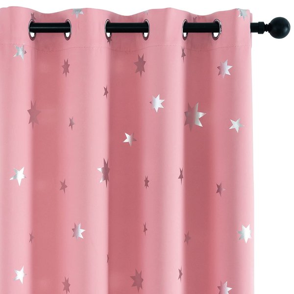 Anjee Pink Star Print Kids Room Curtains 2 Panels Thermal Insulated Blackout Curtains/Thick Window Drapes for Nursery and Game Room 38 x 45 Inches